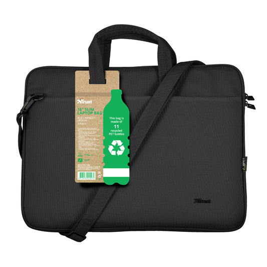 TRUST - 24447 - Borsa per notebook Bologna - ecocompatibile - da 16'' -  nero - Trust