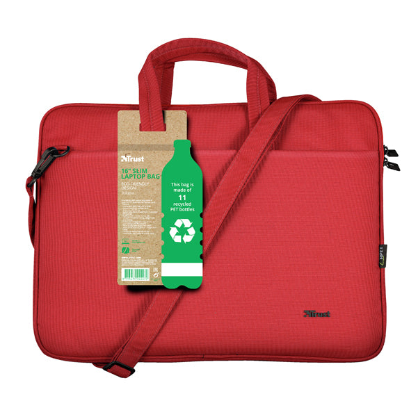 TRUST - 24449 - Borsa per notebook Bologna - ecocompatibile - da 16'' - rosso - Trust