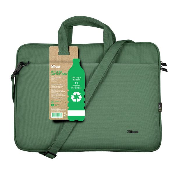 TRUST - 24450 - Borsa per notebook Bologna - ecocompatibile - da 16'' - verde salvia - Trust