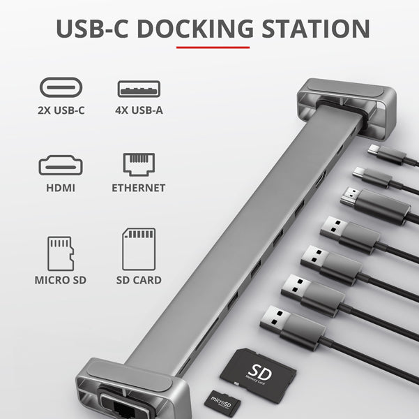 TRUST - 23417 - Docking station - multiporta USB-C - 10-in-1 - Dalyx Trust
