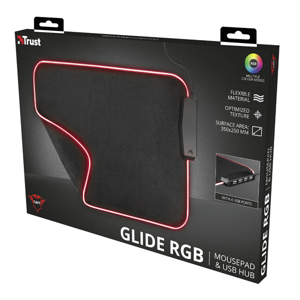 TRUST - 23646 - Tappetino per mouse GXT 765 Glide Flex - con illuminazione RGB - 4 porte USB - Trust