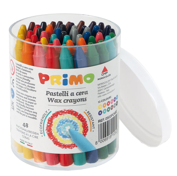 PRIMO - MOROCOLOR - 0503PC48E - Pastelli a cera - D 9 mm x 85 mm - Primo - conf. 48 pezzi
