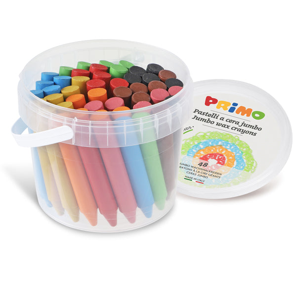 PRIMO - MOROCOLOR - 0602PC48J - Pastelli a cera Jumbo - D 13 mm x 85 mm - 12 colori assortiti - Primo - conf. 48 pezzi
