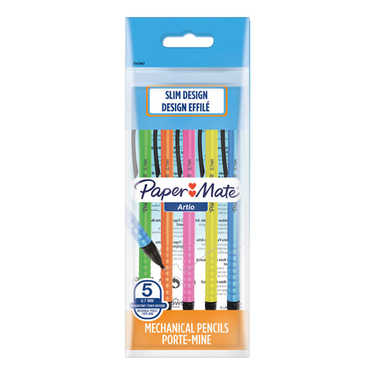 PAPERMATE - 2147607 - Portamine usa e getta Artio - 0.7 mm - HB - colori assortiti - Papermate - conf.5 pezzi