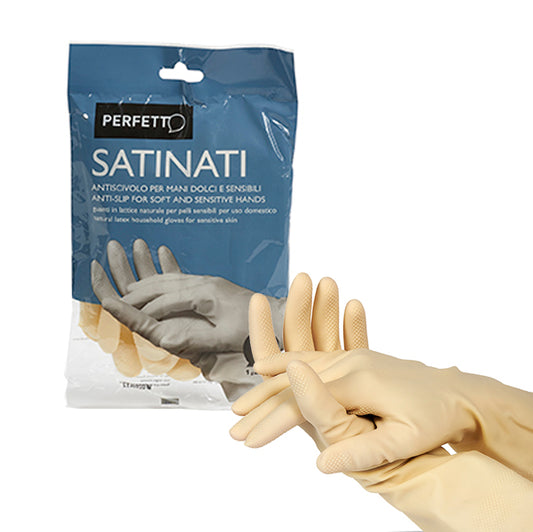 PERFETTO - 0400C - Guanti in lattice - satinati - taglia L-8 - bianco - Perfetto - blister 2 pezzi