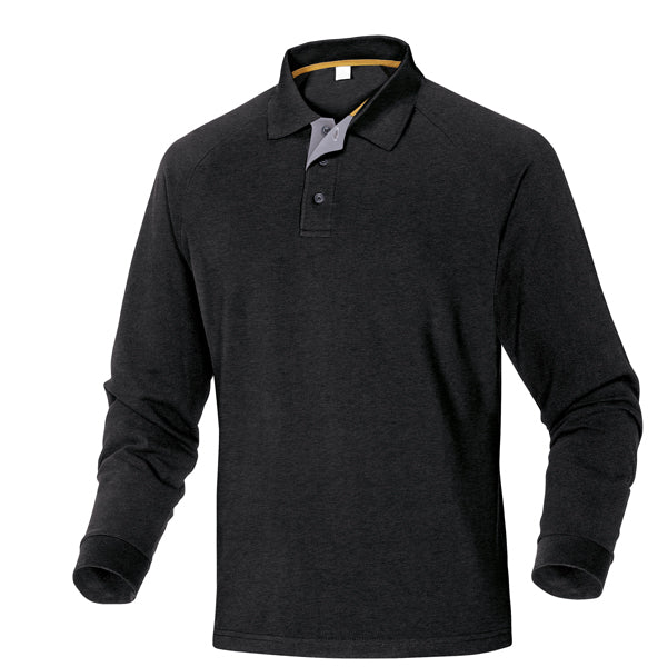 DELTAPLUS - TURINNOGT - Polo a maniche lunghe Turino - 100 cotone - taglia L - nero - Deltaplus