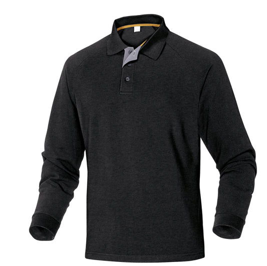 DELTAPLUS - TURINNOXG - Polo a maniche lunghe Turino - 100 cotone - taglia XL - nero - Deltaplus