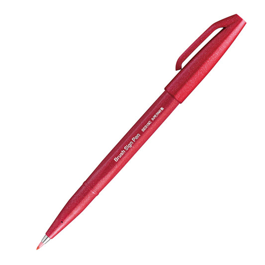 PENTEL - SES15C-B - Pennarello Brush Sign Pen - rosso - Pentel