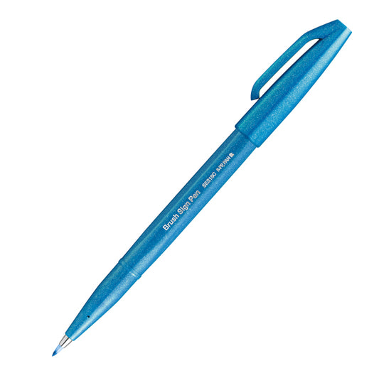 PENTEL - SES15C-S - Pennarello Brush Sign Pen - azzurro - Pentel