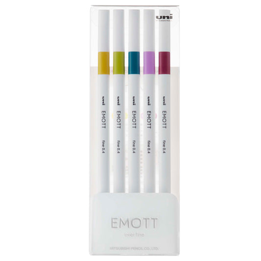 UNI MITSUBISHI - M PEM-SY 5C 8 - Fineliner Emott - tratto 0.4 mm - colori assortiti retrO' - Uni Mitsubishi - conf. 5 pezzi