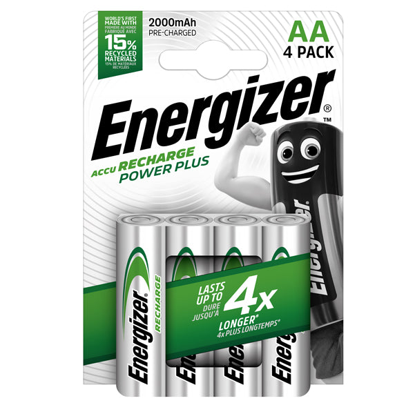 Energizer - E300850400 - Pile AA Power Plus - ricaricabili - Energizer - blister 4 pezzi