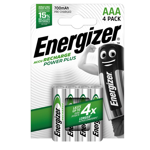 Energizer - E300850300 - Pile AAA Power Plus - ricaricabili - Energizer - blister 4 pezzi