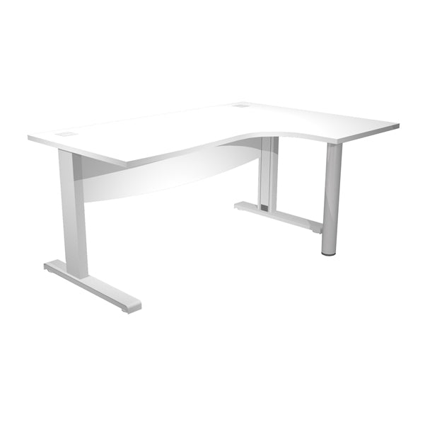 ARTEXPORT - URB-V-CP18DX+MOD-3 - Scrivania compact AgorA' - fianco dx metallico - L 180 x P120-80-60 x h 73 cm - con supporto metal e modesty panel - bianco - Artexport