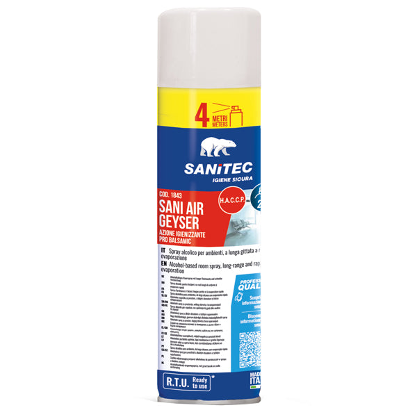 Sanitec - 1843 - Spray alcolico igienizzante - per ambienti - Sani Air Geyser - 500 ml - Sanitec