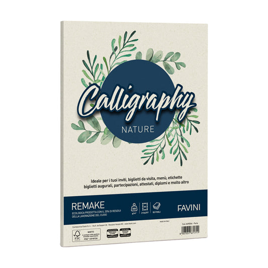 FAVINI - A690564 - Carta Calligraphy Nature Remake - A4 - 250 gr - perla - Favini - conf. 50 fogli