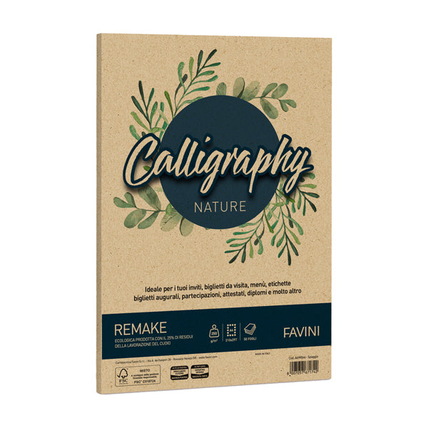 FAVINI - A69R564 - Carta Calligraphy Nature Remake - A4 - 250 gr - spiaggia - Favini - conf. 50 fogli