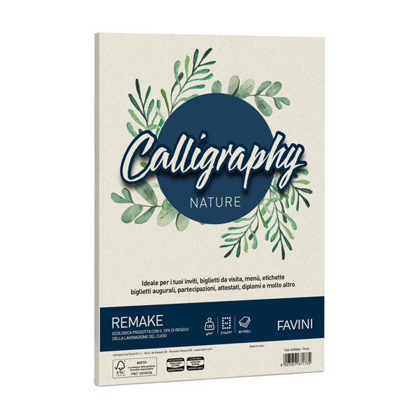 FAVINI - A690664 - Carta Calligraphy Nature Remake - A4 - 120 gr - perla - Favini - conf. 50 fogli