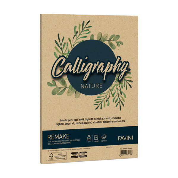 FAVINI - A69R664 - Carta Calligraphy Nature Remake - A4 - 120 gr - spiaggia - Favini - conf. 50 fogli