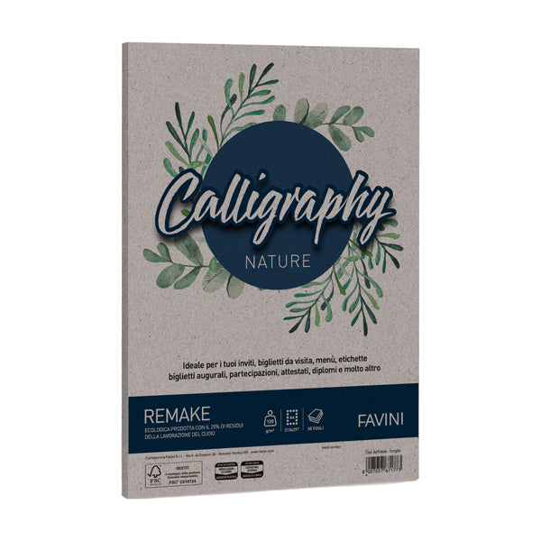 FAVINI - A69U664 - Carta Calligraphy Nature Remake - A4 - 120 gr - scoglio - Favini - conf. 50 fogli