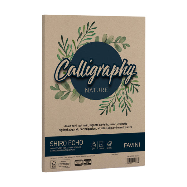 FAVINI - A69N904 - Carta Calligraphy Nature Shiro Eco - A4 - 120 gr - legno - Favini - conf. 50 fogli