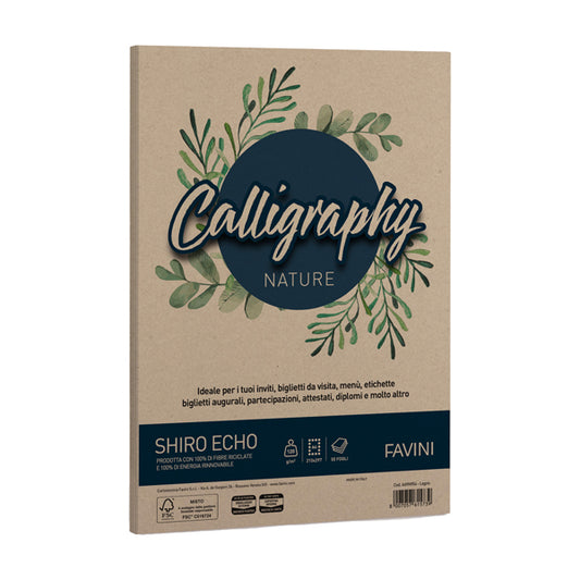FAVINI - A69N904 - Carta Calligraphy Nature Shiro Eco - A4 - 120 gr - legno - Favini - conf. 50 fogli