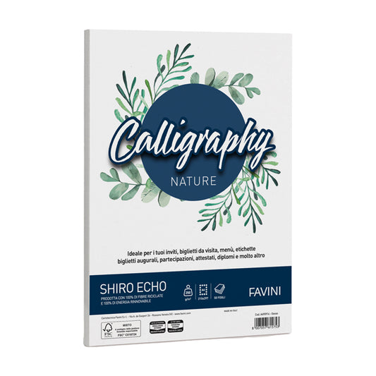 FAVINI - A69O914 - Carta Calligraphy Nature Shiro Eco - A4 - 250 gr - gesso - Favini - conf. 50 fogli