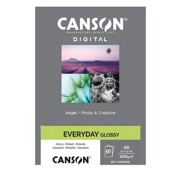 CANSON - C33300S002 - Carta Inkjet Everyday - 10 x 15 cm - 200 gr - 50 fogli - lucida - Canson