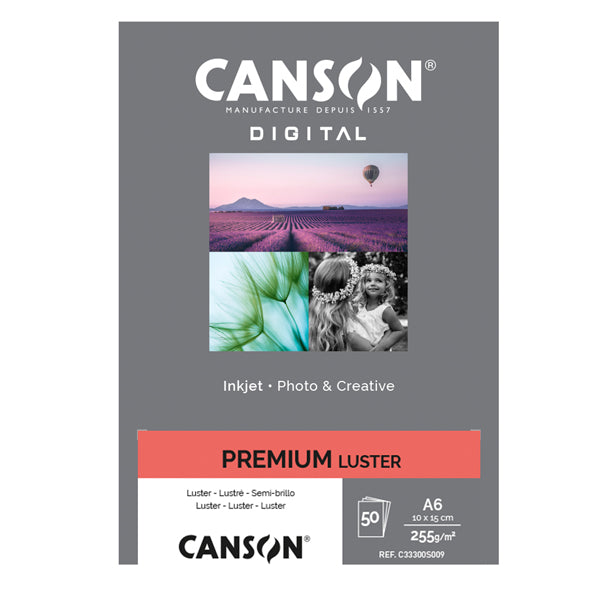 CANSON - C33300S009 - Carta Inkjet Premium - 10 x 15 cm - 255 gr - 50 fogli - lucida - Canson