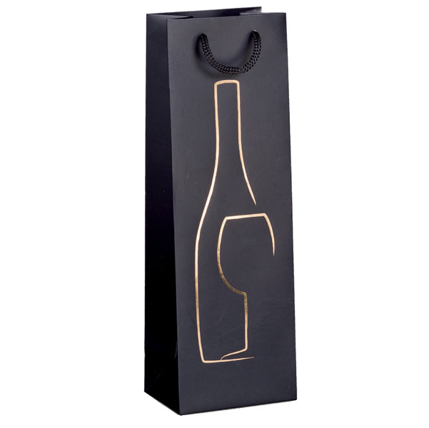 REX SADOCH - SDN12nero - Shopper portabottiglie - con manici in corda - 12 x 37 x 9 cm - nero - Rex Sadoch