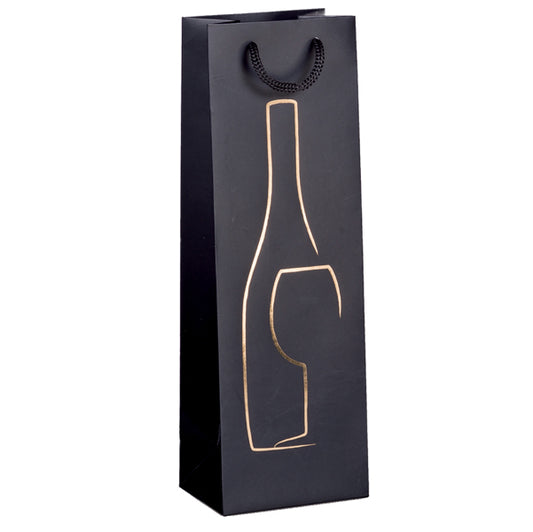 REX SADOCH - SDN12nero - Shopper portabottiglie - con manici in corda - 12 x 37 x 9 cm - nero - Rex Sadoch
