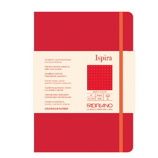 FABRIANO - 19714808 - Taccuino Ispira - con elastico - copertina rigida - A5 - 96 fogli - puntinato - rosso - Fabriano
