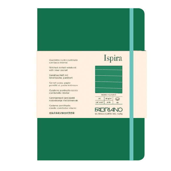FABRIANO - 19714805 - Taccuino Ispira - con elastico - copertina rigida - A5 - 96 fogli - righe - verde - Fabriano