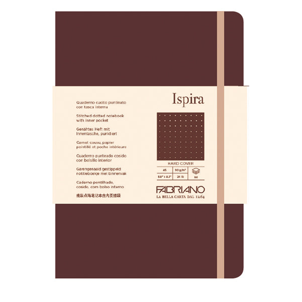 FABRIANO - 19614807 - Taccuino Ispira - con elastico - copertina flessibile - A5 - 96 fogli - puntinato - marrone - Fabriano