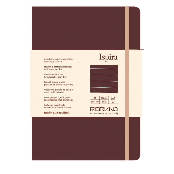FABRIANO - 19614801 - Taccuino Ispira - con elastico - copertina flessibile - A5 - 96 fogli - righe - marrone - Fabriano