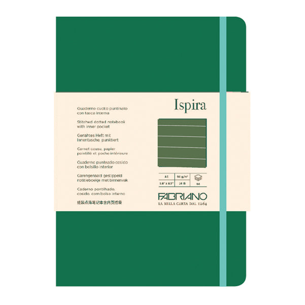 FABRIANO - 19614805 - Taccuino Ispira - con elastico - copertina flessibile - A5 - 96 fogli - righe - verde - Fabriano