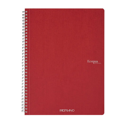 FABRIANO - 19290203 - Maxiquaderno EcoQua original - spiralato - A4 - 90 gr - 1 rigo - 70 fogli - rosso scuro - Fabriano