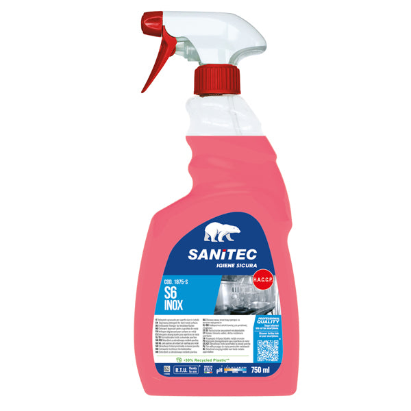 Sanitec - 1875-S - Detergente sgrassante S6 Inox - per superfici - 750ml Sanitec