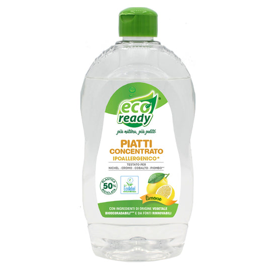 Eco Ready - 160607006399 - Detersivo piatti - concentrato - ipoallergenico - limone - 0,50 lt - Eco Ready