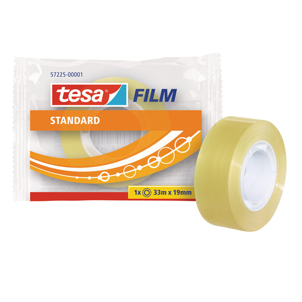 TESA - 57225-00001-02 - Nastro adesivo Tesafilm - confezionato singolarmente - 33 m x 1,9 cm - trasparente - Tesa