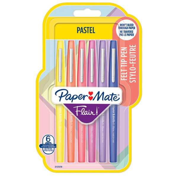 PAPERMATE - 2137276 - Pennarello Flair Nylon - colori assortiti Pastel - Papermate - conf. 6 pezzi