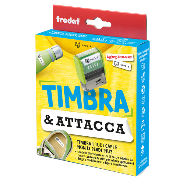 TRODAT - 180221 - Kit TimbraAttacca - per stampa su tessuti-etichette - Trodat