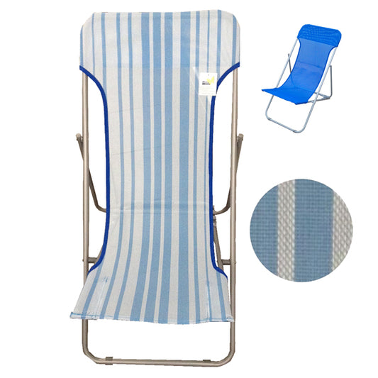 Garden Friend - S1622044 - Sdraio Beach - pieghevole - 70 x 72 x 45 cm - acciaio verniciato-texilene - righe azzurre - Garden Friend