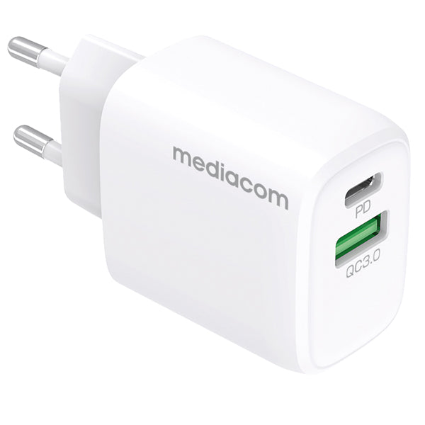 Mediacom - MD-A110 - Caricatore da muro - 20 W - 1 porta USB - 1 porta USB Type-C - Mediacom