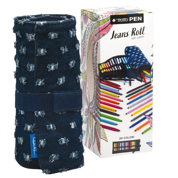 TRATTO - F813400 - Astuccio pennarelli Jeans Roll - punta media - colori assortiti - Tratto - conf. 30 pezzi
