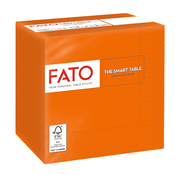 FATO - 82544003 - Tovagliolo - carta - 24 x 24 cm - 2 veli - arancio - Fato - conf. 100 pezzi
