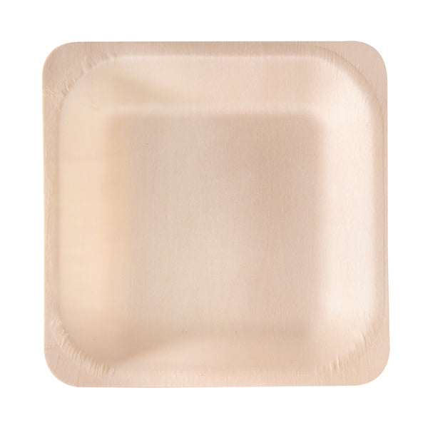 Signor Bio - WPS001BIO50B - Piatto monouso in legno - quadrato - 14,5 x 14,5 cm - Signor Bio - conf. 50 pezzi