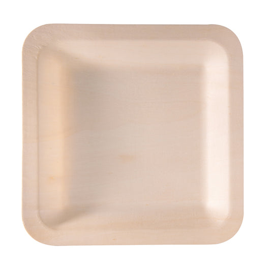 Signor Bio - WPS002BIO50B - Piatto monouso in legno - quadrato - 21,5 x 21,5 cm - Signor Bio - conf. 50 pezzi