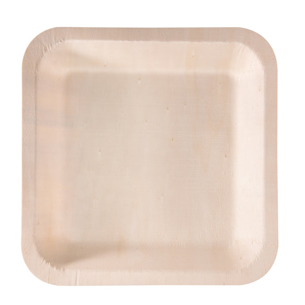 Signor Bio - WPS003BIO50B - Piatto monouso in legno - quadrato - 25 x 25 cm - Signor Bio - conf. 50 pezzi