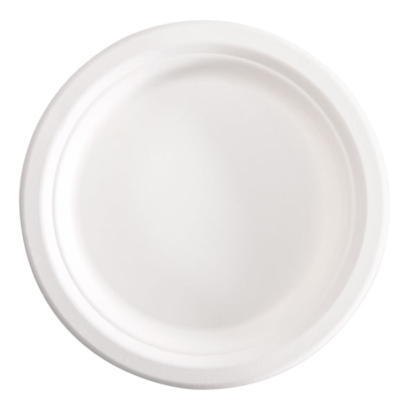 Signor Bio - BPC002BIO125B - Piatto tondo monouso - D 18 cm - in canna da zucchero - Signor Bio - conf. 125 pezzi