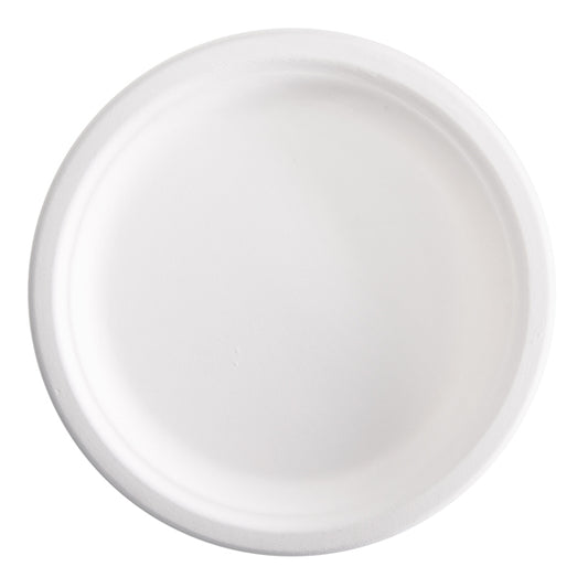 Signor Bio - BPC003BIO50B - Piatto tondo monouso - D 23 cm - in canna da zucchero - Signor Bio - conf. 50 pezzi